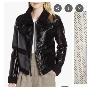 Trouve Black Moto Jacket with Glossy Finish